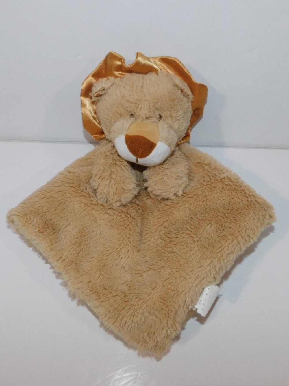K. Luxe Kellytoy Tan Lion Satin Mane Plush Rattle Security Blanket Baby Lovey
